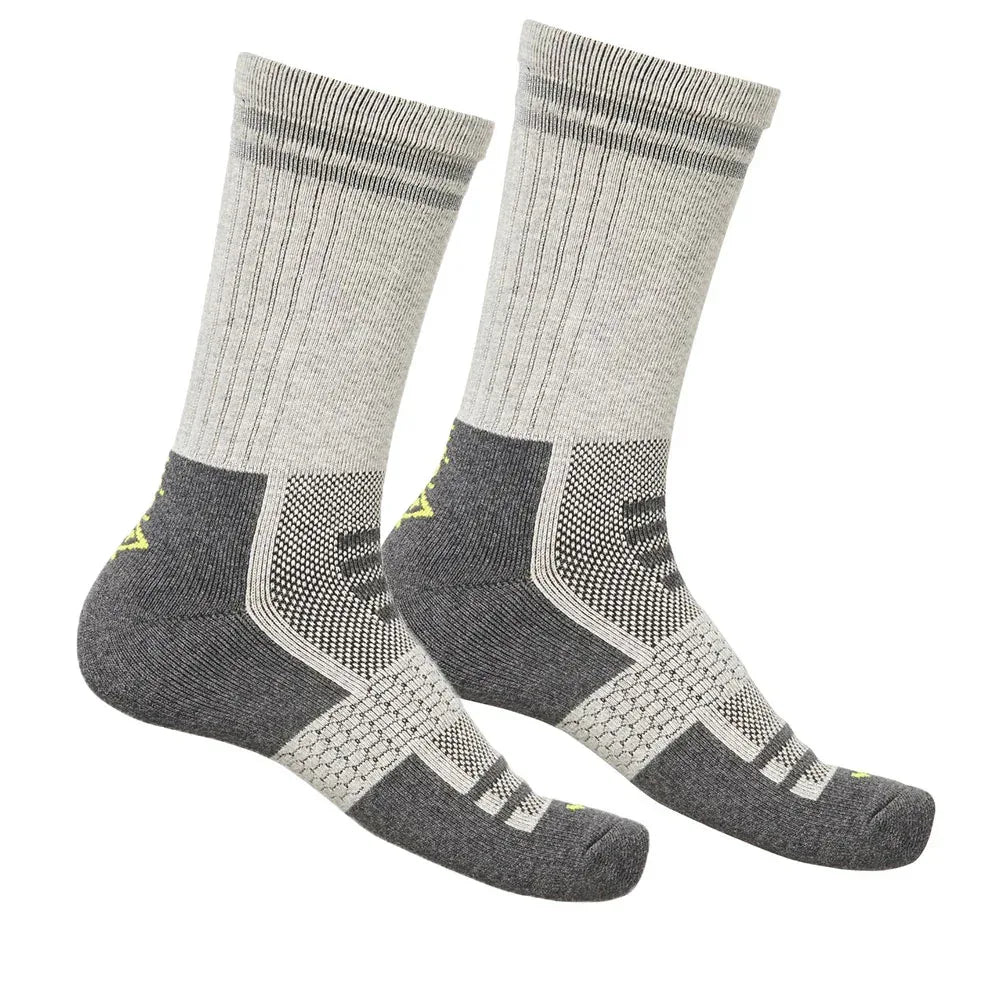 WickTX Moisture Wicking Mid Length Crew Socks (2pk) - Coal Marle/Light Grey - RSEA Safety Outlet